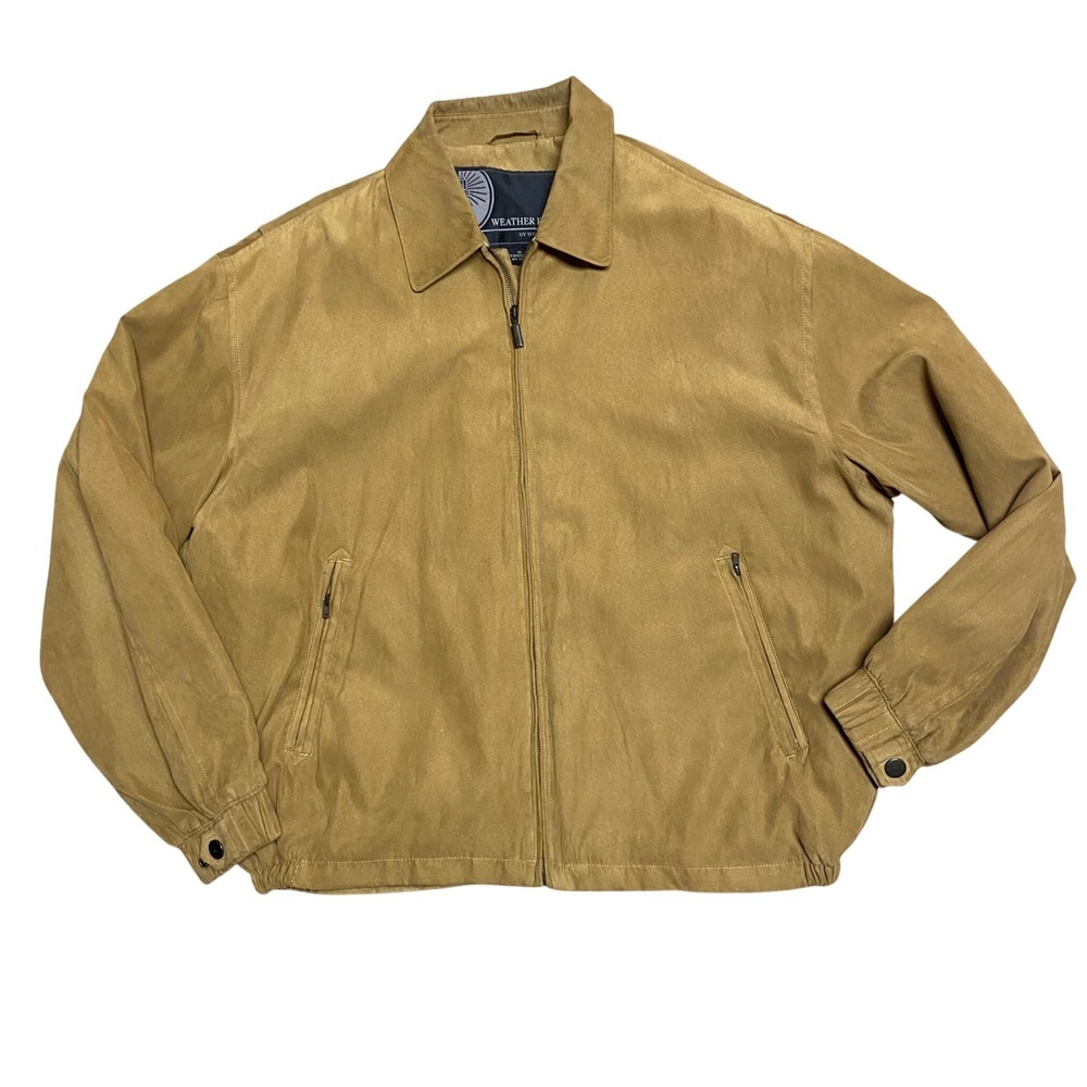 Weather Report by Weatherproof Mens XL Tan Microfiber Suede Harrington Jacket